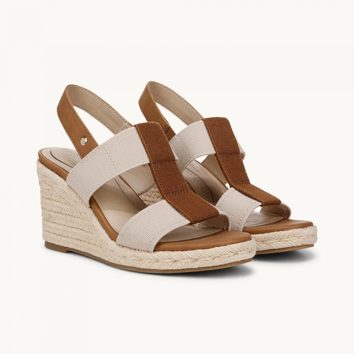 LifeStride Tallulah Espadrille Wedge Sandal - Tan Faux Leather