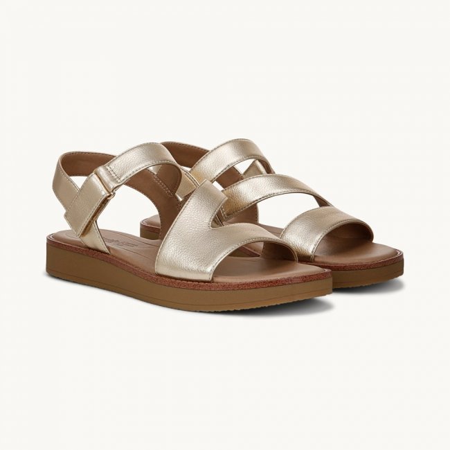 LifeStride Waverly Strappy Sandal - Gold Faux Leather