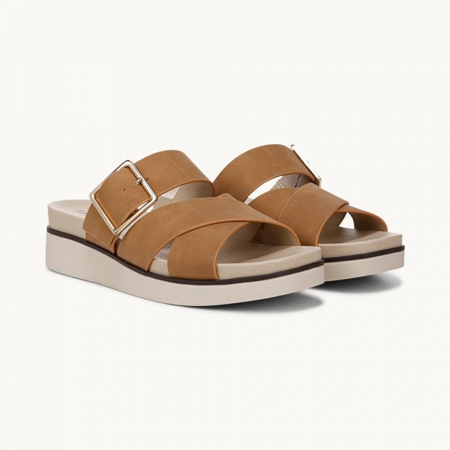 LifeStride Getaway Sandal - Tan Faux Leather
