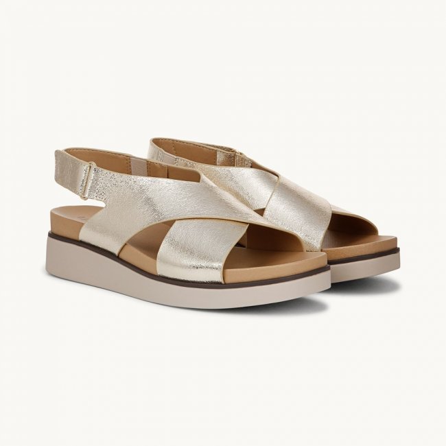 LifeStride Georgina Slingback Sandal - Platino Gold Faux Leather