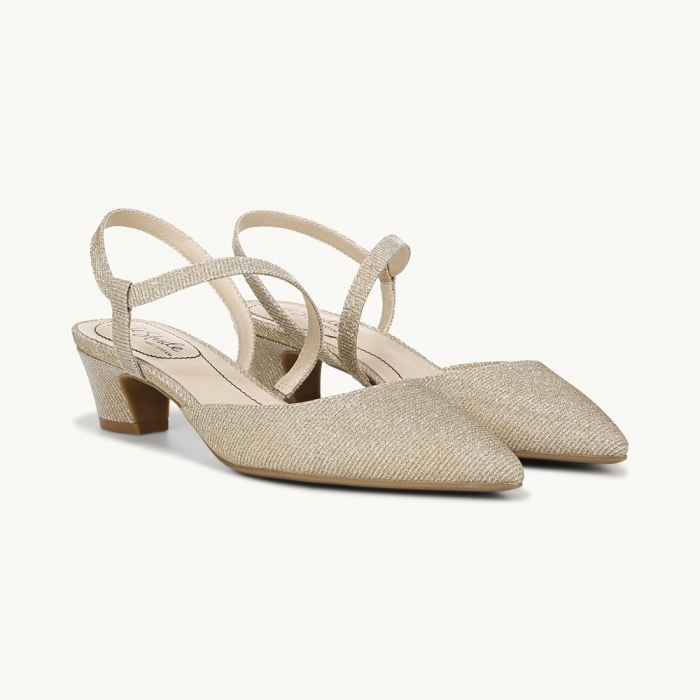 LifeStride Minimalist Pump - Light Gold Rhinestone Fabric