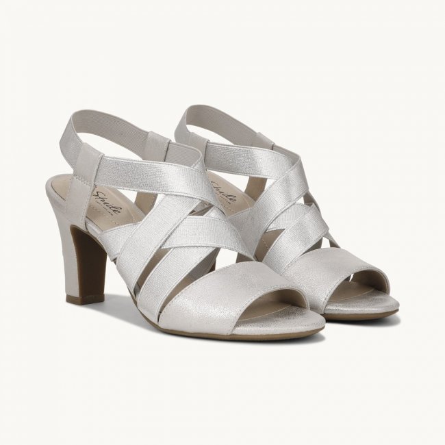 LifeStride Charlotte Heeled Sandal - Silver Fabric