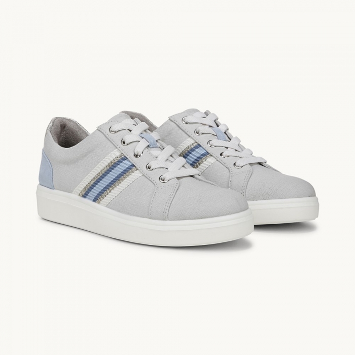 LifeStride Happy Friday Lace Up Sneaker - Oyster Stretch Denim Fabric