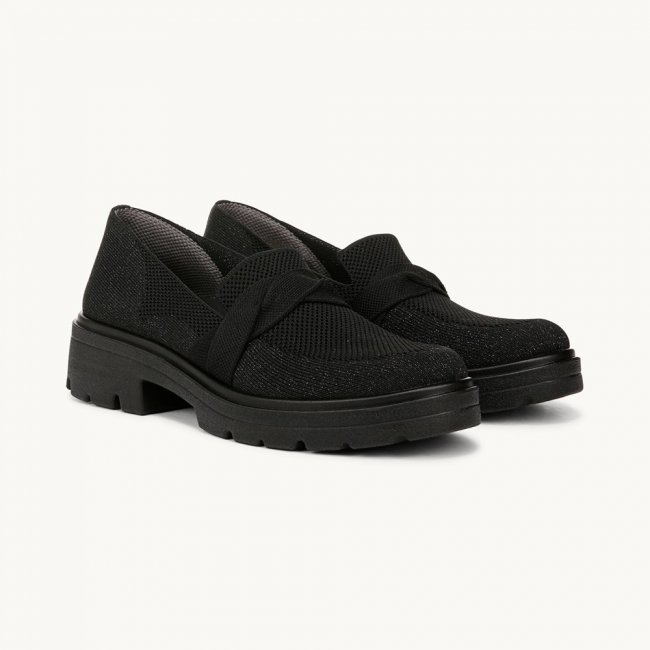 LifeStride Muse Bow Loafer - Black Knit Fabric