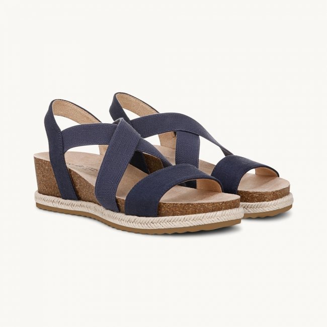 LifeStride Breeze Strappy Wedge Sandal - Lux Navy Fabric