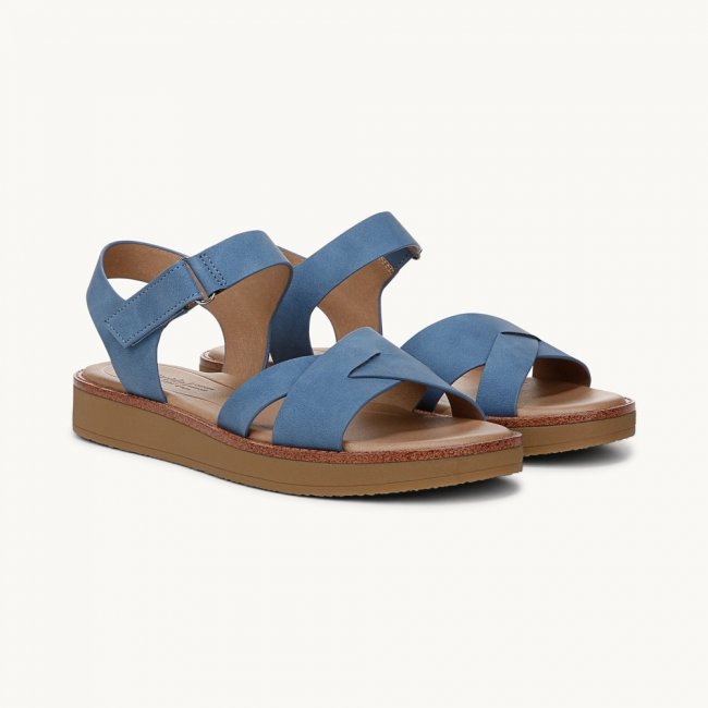 LifeStride Wren Strappy Sandal - Blue Faux Leather