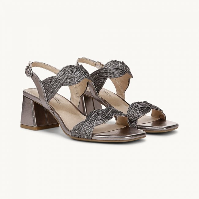 LifeStride Charnelle Slingback Dress Sandal - Pewter Grey Faux Leather