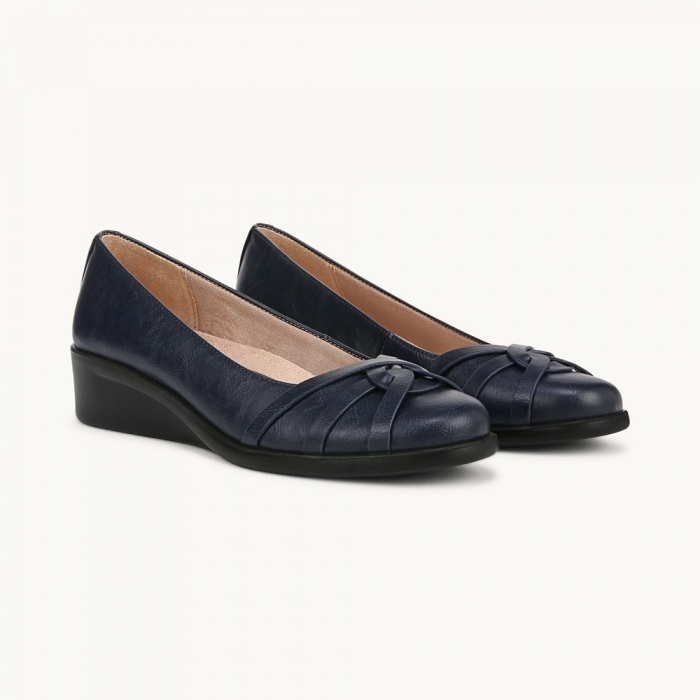 LifeStride Jorie Ballet Wedge - Lux Navy Faux Leather