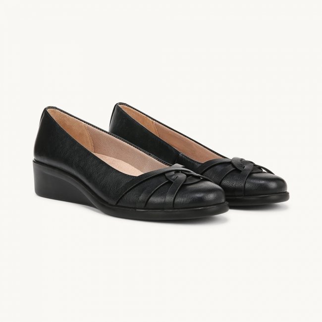 LifeStride Jorie Ballet Wedge - Black Faux Leather