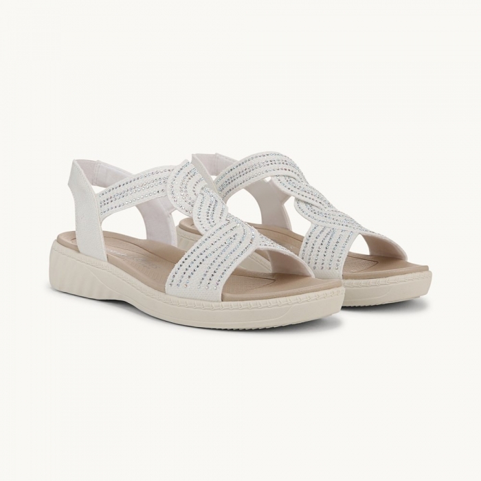 LifeStride Lilly Bright Strappy Sandal - Bright White Stretch Fabric