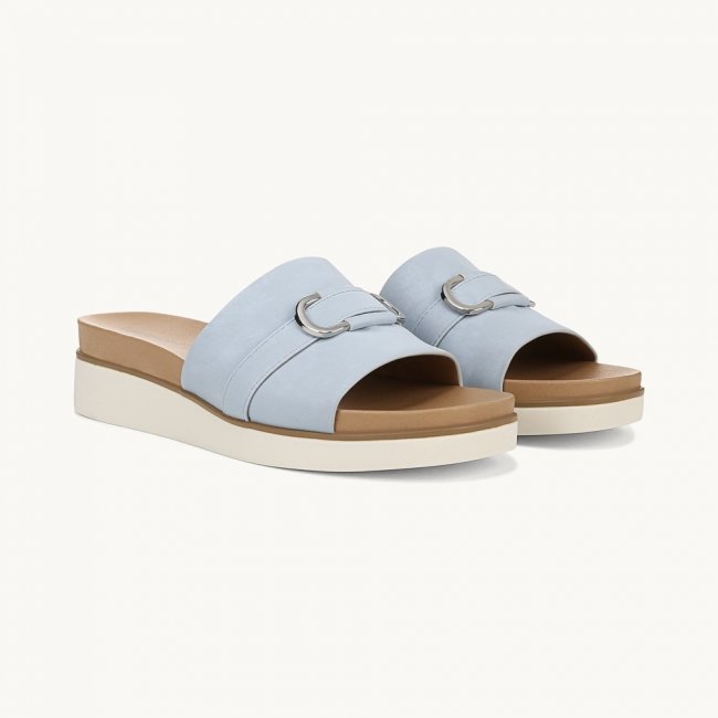 LifeStride Genevieve Flat Sandal - Blue Faux Leather