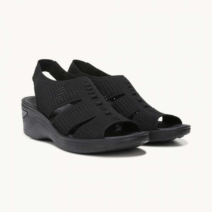 LifeStride Double Up Slingback Wedge Sandal - Black Knit