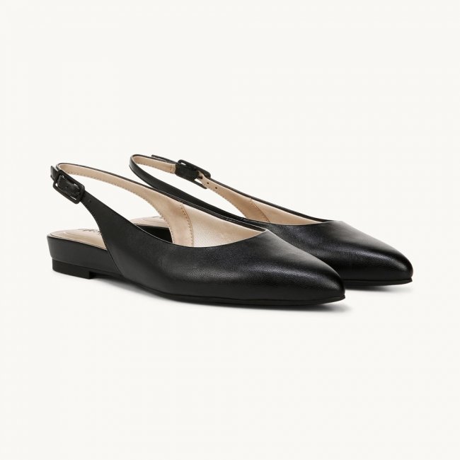LifeStride Percy Slingback Flat - Black Faux Leather