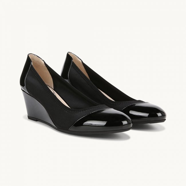 LifeStride Juliana Stretch Wedge - Black Fabric