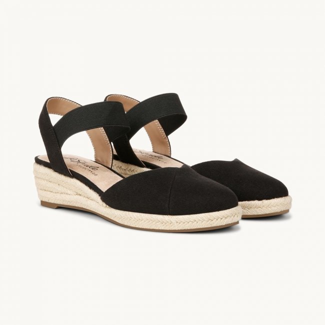 LifeStride Kimmie Espadrille Wedge - Black Canvas