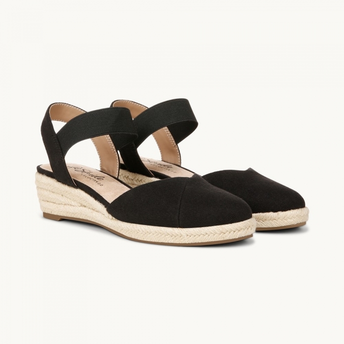 LifeStride Kimmie Espadrille Wedge - Black Canvas