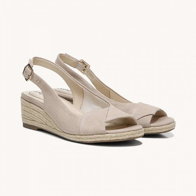 LifeStride Socialite Wedge Sandal - Taupe Canvas