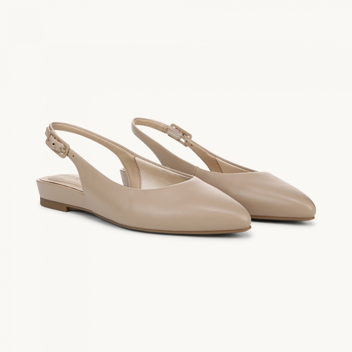 LifeStride Percy Slingback Flat - Taupe Faux Leather