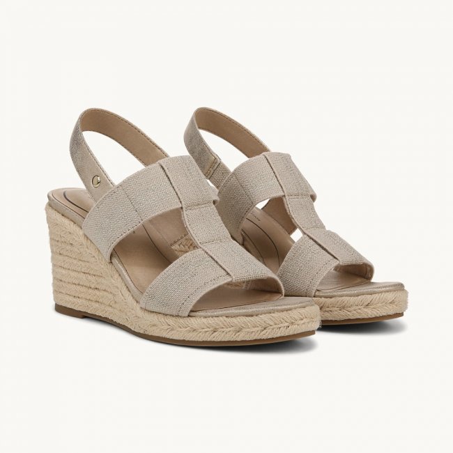 LifeStride Tallulah Espadrille Wedge Sandal - Gold Faux Leather