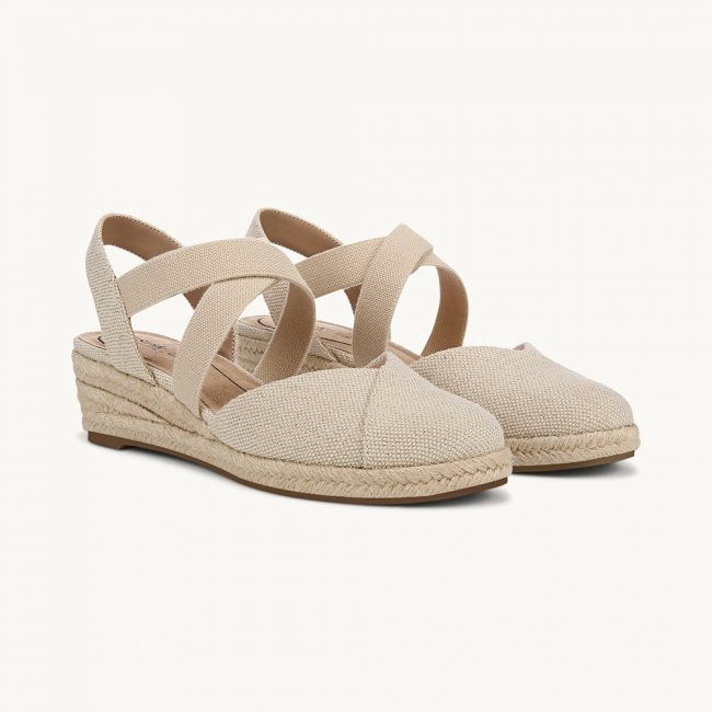 LifeStride Kimball Espadrille Wedge - Natural Gold Fabric
