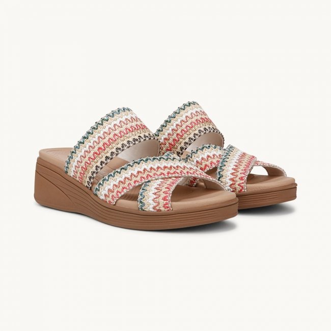 LifeStride Fiona Wedge Sandal - Natural Multi Raffia Fabric