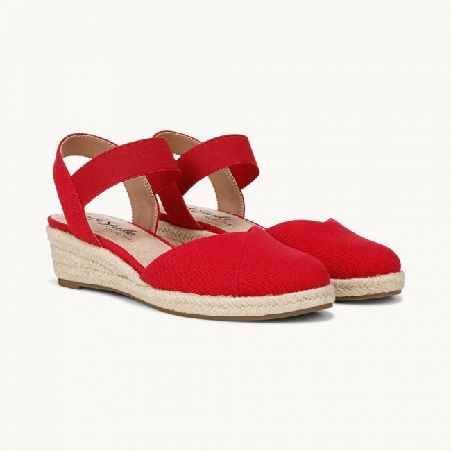 LifeStride Kimmie Espadrille Wedge - Fire Red Canvas