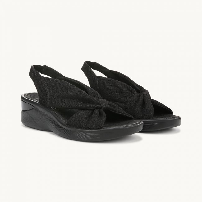 LifeStride Serenade Slide Slingback Sandal - Black Stretch Fabric