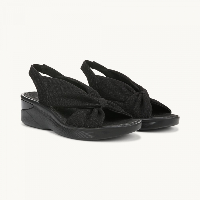 LifeStride Serenade Slide Slingback Sandal - Black Stretch Fabric
