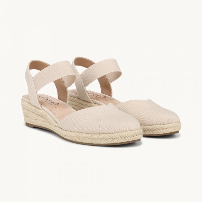 LifeStride Kimmie Espadrille Wedge - Beige Fabric