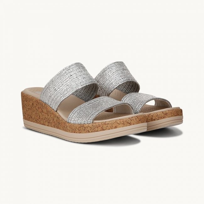 LifeStride Resort Wedge Sandal - Silver Fabric