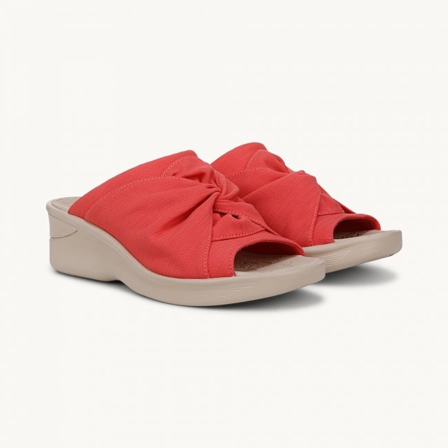 LifeStride Smile 3 Wedge Sandal - Coral Beach Stretch Fabric