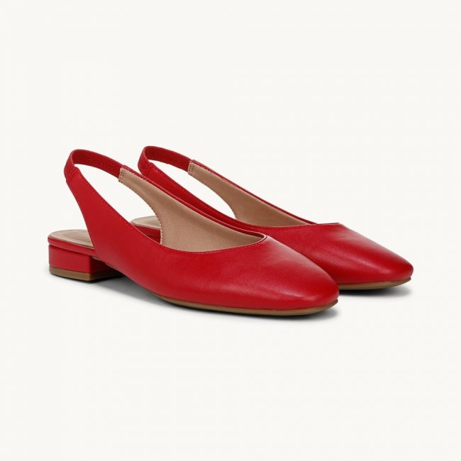 LifeStride Claire Slingback Flat - Fire Red Faux Leather