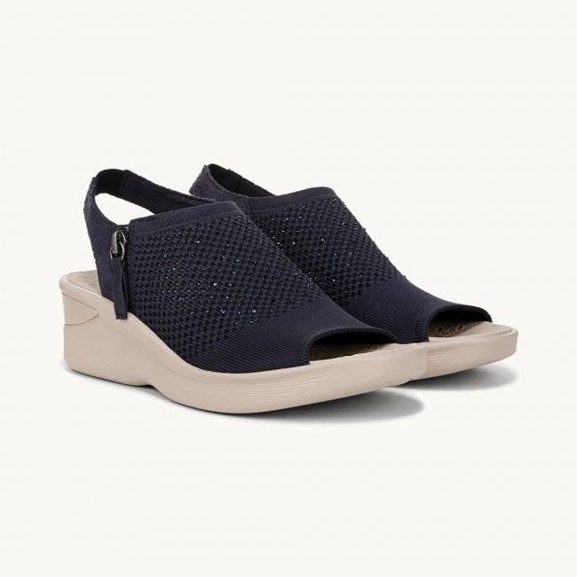 LifeStride Starlet Wedge Sandal - Navy Blazer Knit Fabric