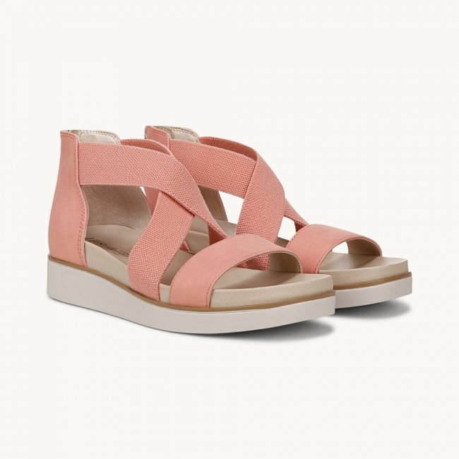 LifeStride Giselle Strappy Sandal - Coral Pink Faux Leather