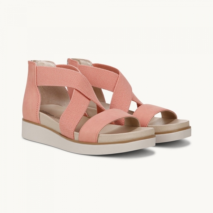 LifeStride Giselle Strappy Sandal - Coral Pink Faux Leather