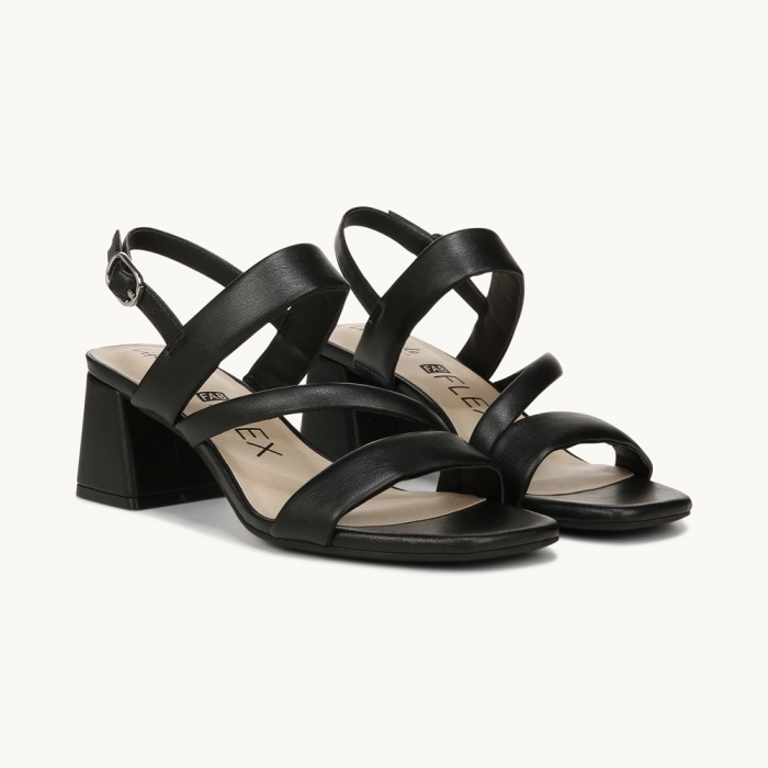 LifeStride Celia Strappy Sandal - Black Faux Leather