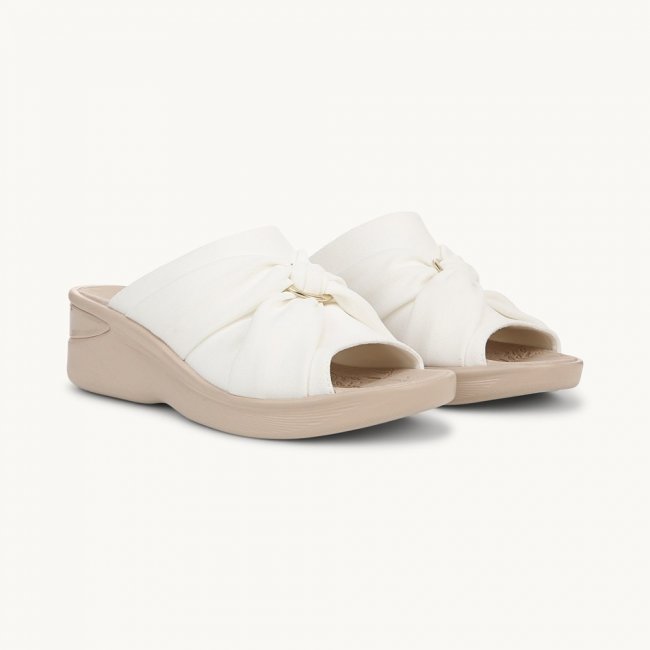 LifeStride Serenade Slide Wedge Sandal - White Fabric
