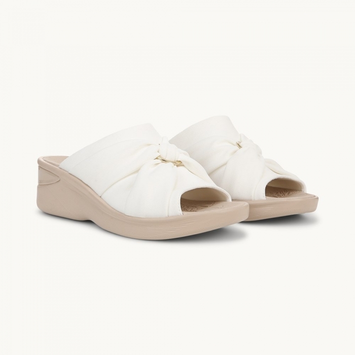 LifeStride Serenade Slide Wedge Sandal - White Fabric