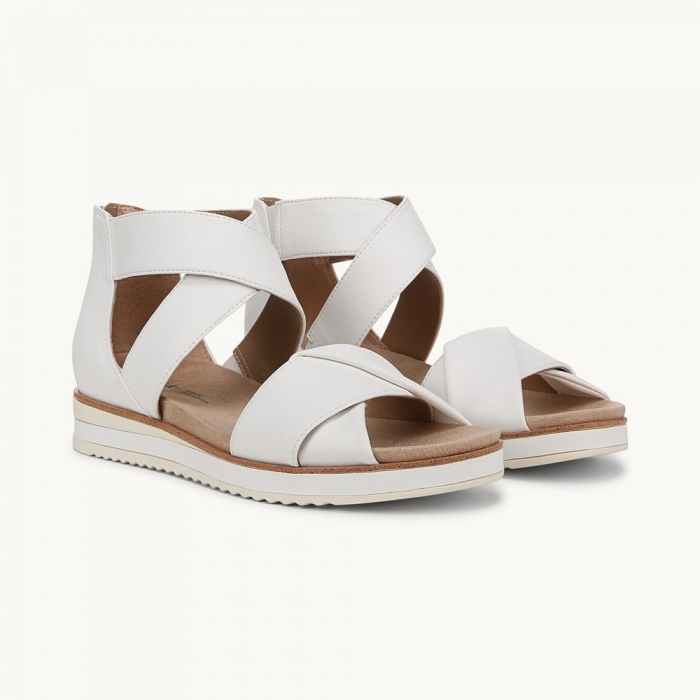 LifeStride Zoom Gladiator Sandal - Bright White Faux Leather
