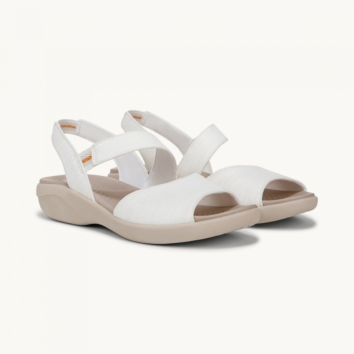 LifeStride Cheerful Strappy Sandal - Bright White Waxy Fabric