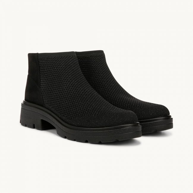 LifeStride May Ankle Boot - Black Knit Fabric