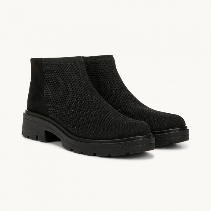 LifeStride May Ankle Boot - Black Knit Fabric