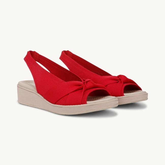 LifeStride Bell Slingback Wedge Sandal - Fire Red Knit Fabric