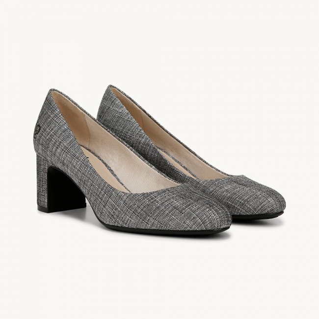 LifeStride Taylor Block Heel Pump - Black Tweed Fabric