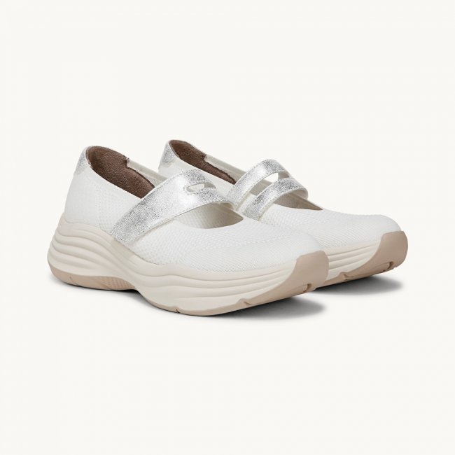 LifeStride Intuition Knit Mary Jane - Bright White Knit Fabric