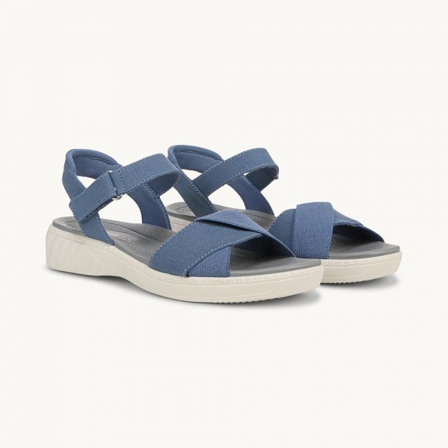 LifeStride Lane Strappy Sandal - Elemental Blue Denim Fabric