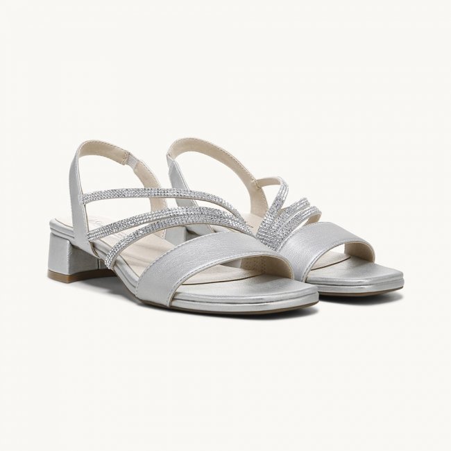 LifeStride Joy Slingback Sandal - Silver Faux Leather