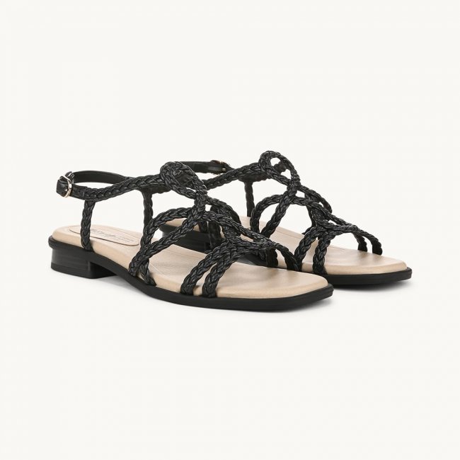 LifeStride Reagan Strappy Sandal - Black Faux Leather