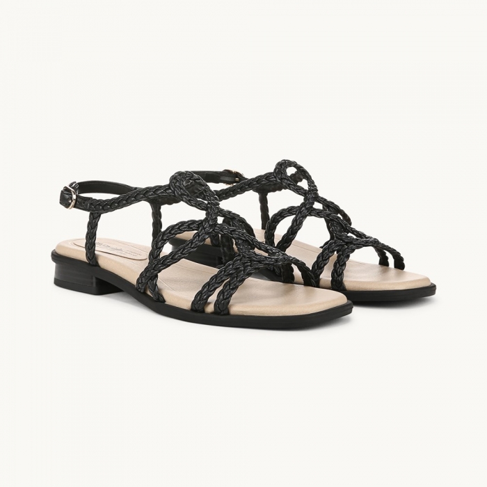 LifeStride Reagan Strappy Sandal - Black Faux Leather