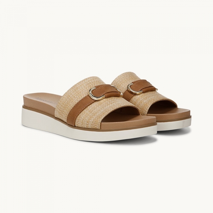 LifeStride Genevieve Flat Sandal - Natural Tan Faux Leather